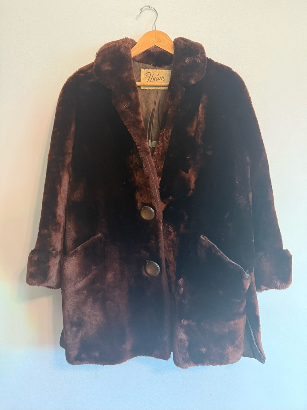 Vintage Genuine Lamb Fur Coat in Deep Brown Heavyweight